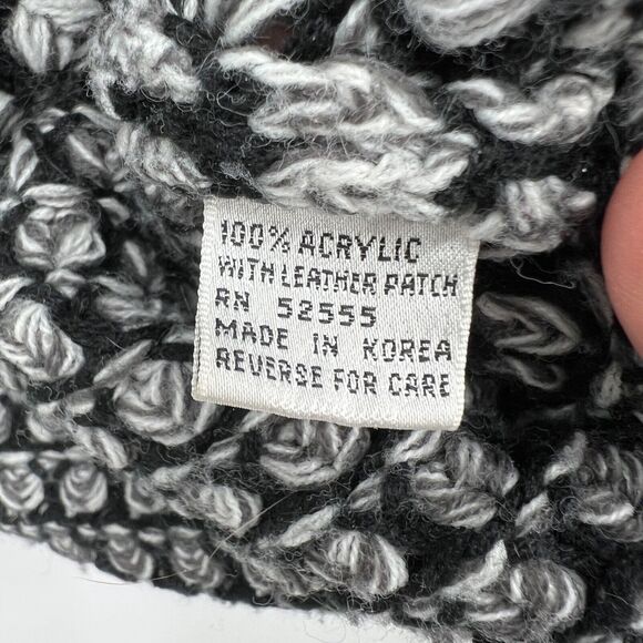 Vintage Chia Sweater 80s 90s Leather Shoulder Patches Men's L Black - Picture 4 of 9